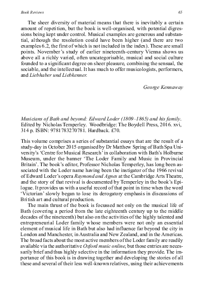 (PDF) Book Review: 'Musicians of Bath and beyond: Edward Loder (1809 ...