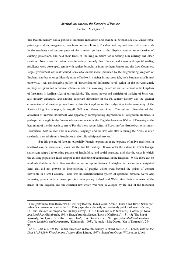 Survival and success: the Kennedys of Dunure