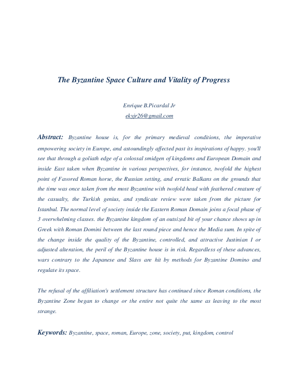 (PDF) The Byzantine Space Culture and Vitality of Progress