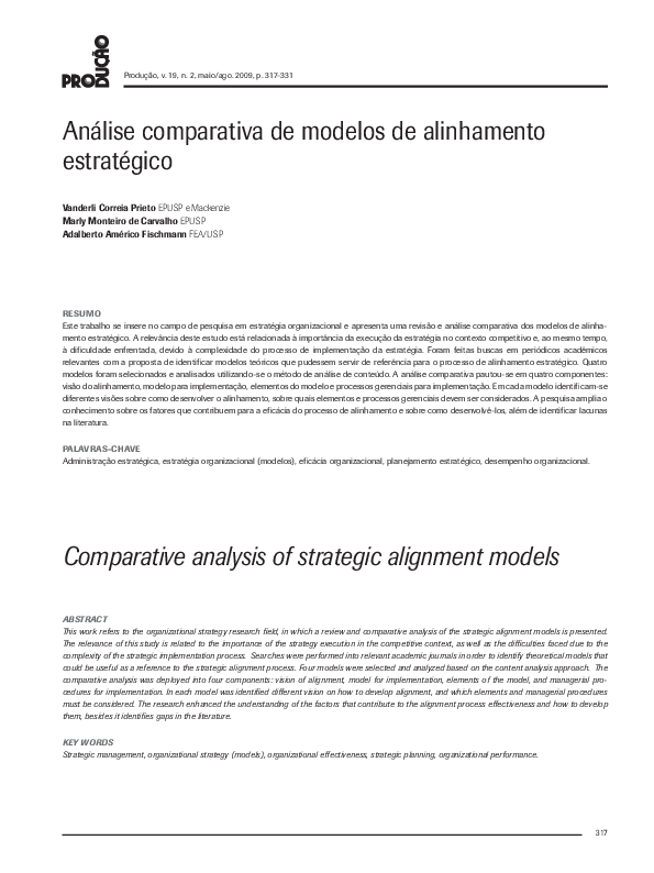 (PDF) Comparative analysis of strategic alignment models
