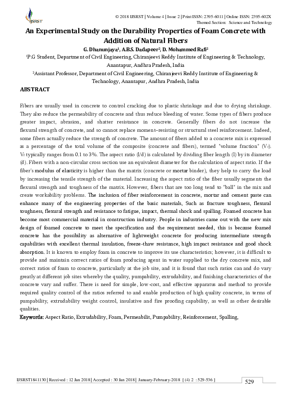 (PDF) An Experimental Study on the Durability Properties of Foam ...