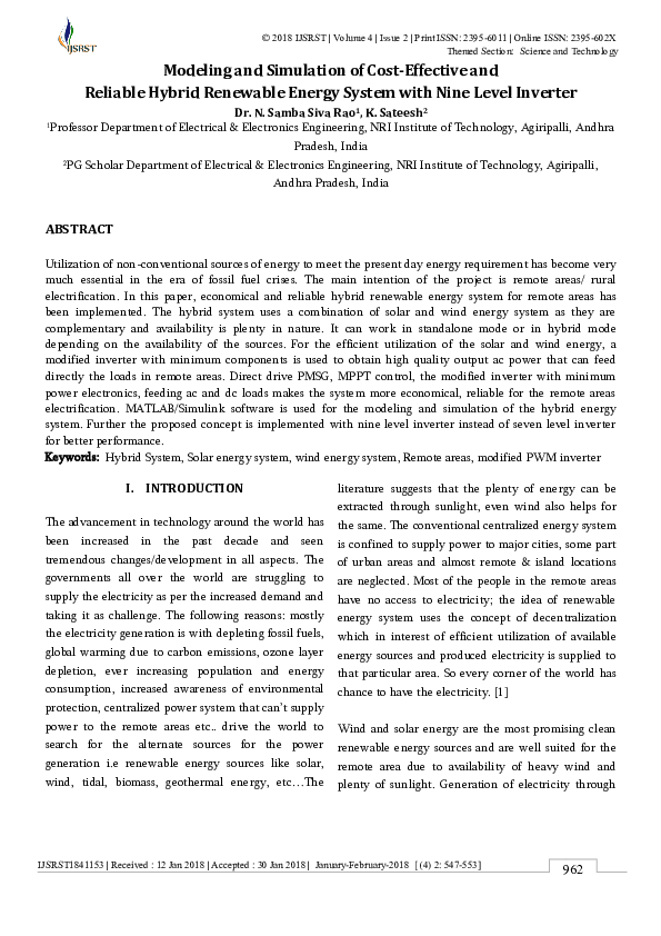 (PDF) Modeling and Simulation of Cost-Effective and Reliable Hybrid ...