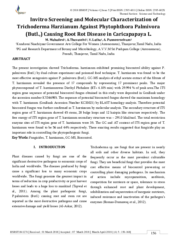 (PDF) Invitro Screening and Molecular Characterization of Trichoderma ...