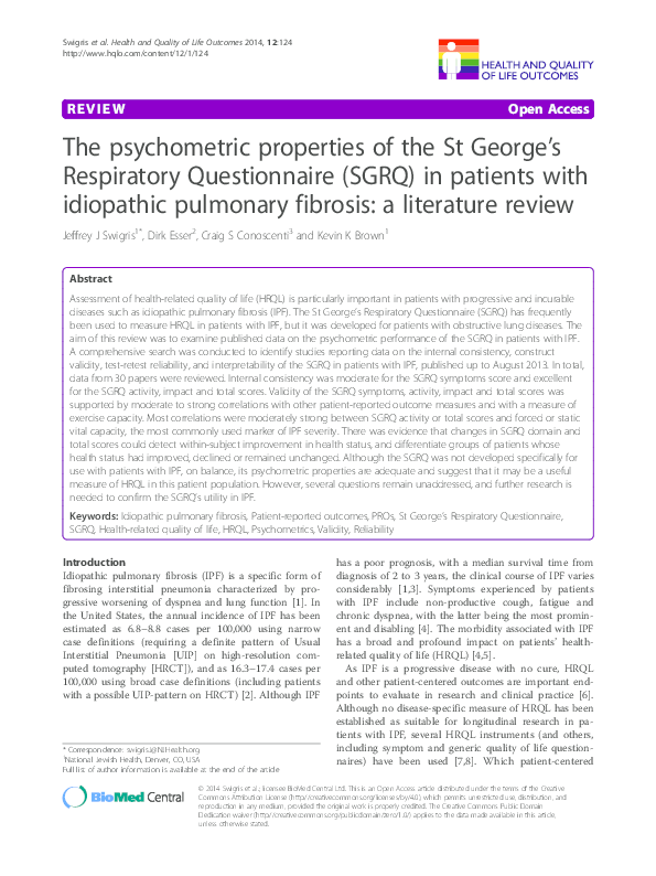 (PDF) The psychometric properties of the St Respiratory