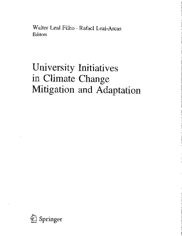 (PDF) UNIVERSITY INITIATIVES IN CLIMATE CHANGE MITIGATION AND ADAPTATION