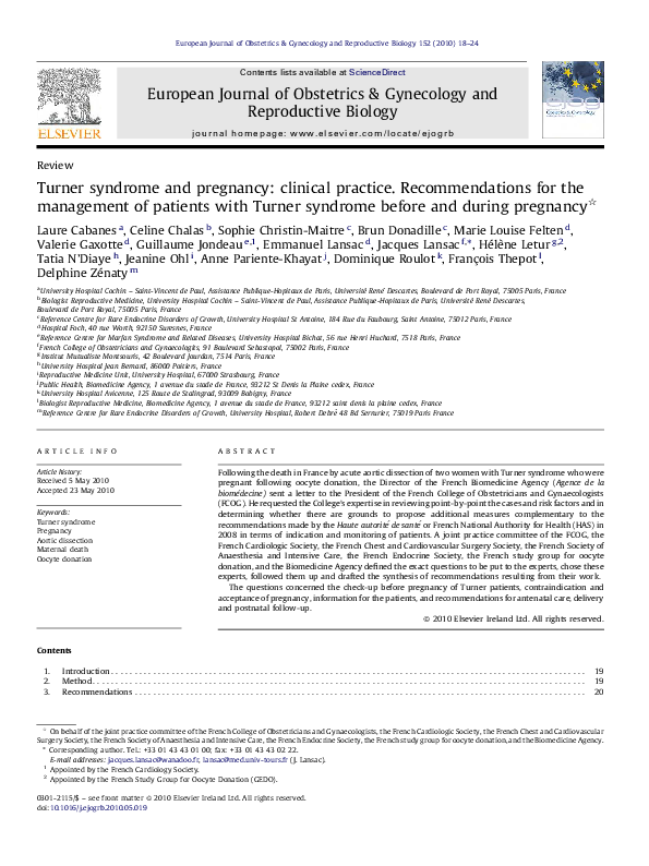 (PDF) Turner syndrome and pregnancy clinical practice.