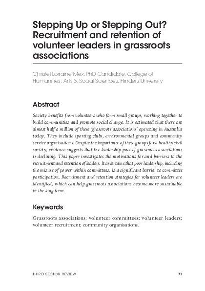 (PDF) Stepping Up or Stepping Out? Recruitment and retention of ...