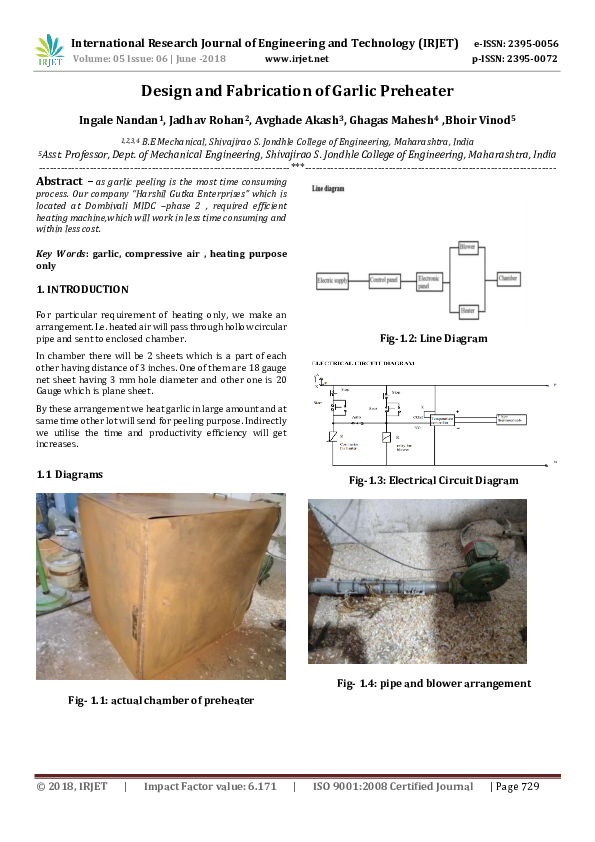 (PDF) IRJET- Design and Fabrication of Garlic Preheater