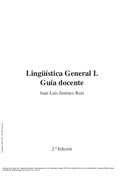 Lingüística General I. Guía docente