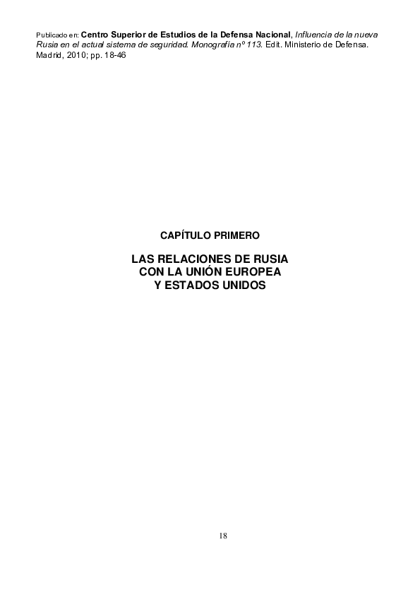 (PDF) LAS RELACIONES DE RUSIA CON LA UNIÓN EUROPEA Y ESTADOS UNIDOS