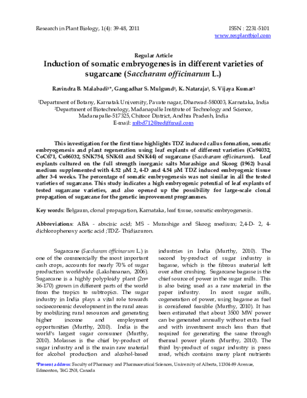 (PDF) Induction of somatic embryogenesis in different varieties of ...
