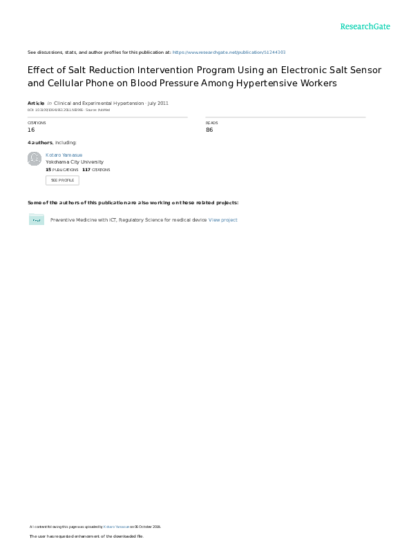 (PDF) Effect of Salt Reduction Intervention Program Using an Electronic ...