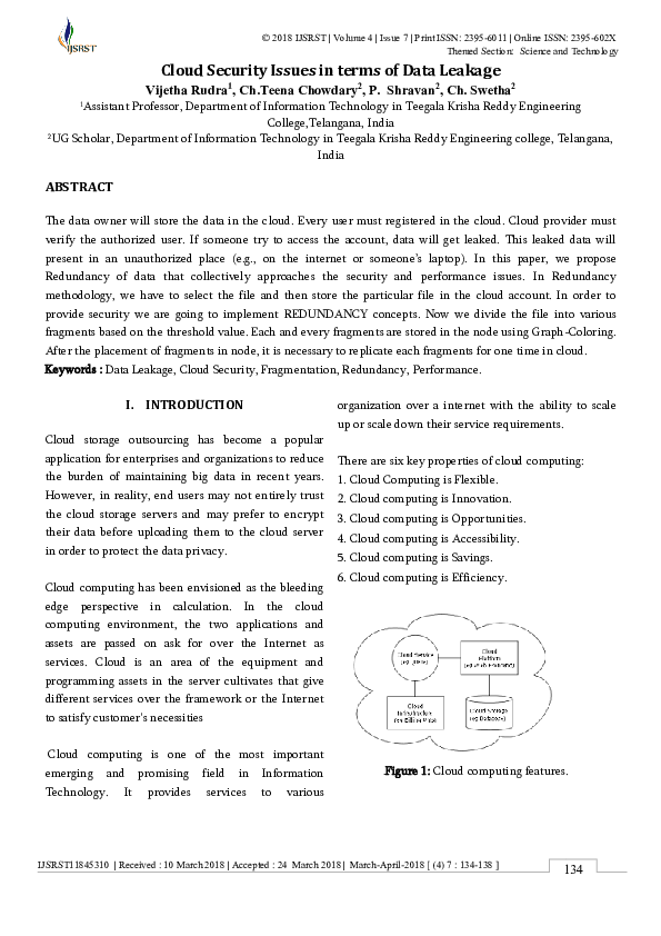 (PDF) Cloud Security Issues in terms of Data Leakage