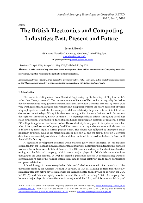 (PDF) The British Electronics and Computing Industries: Past, Present ...