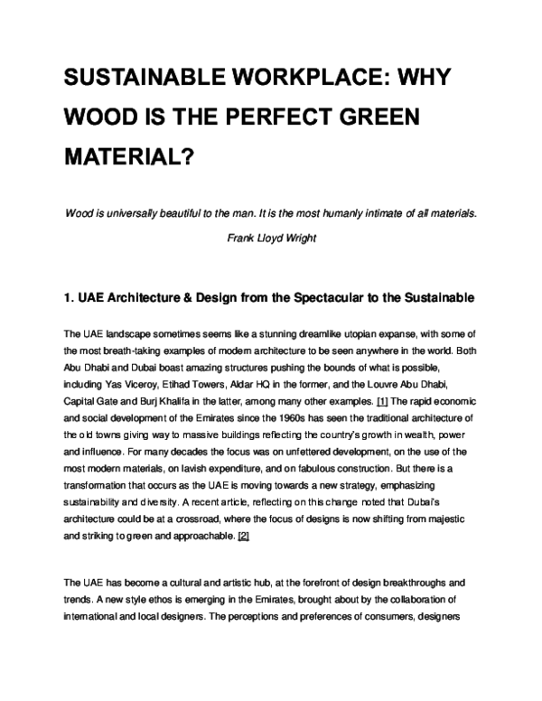(PDF) SUSTAINABLE WORKPLACE: WHY WOOD IS THE PERFECT GREEN MATERIAL