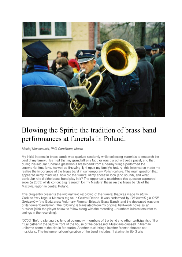 (PDF) Blowing the Spirit the tradition of brass band performances at