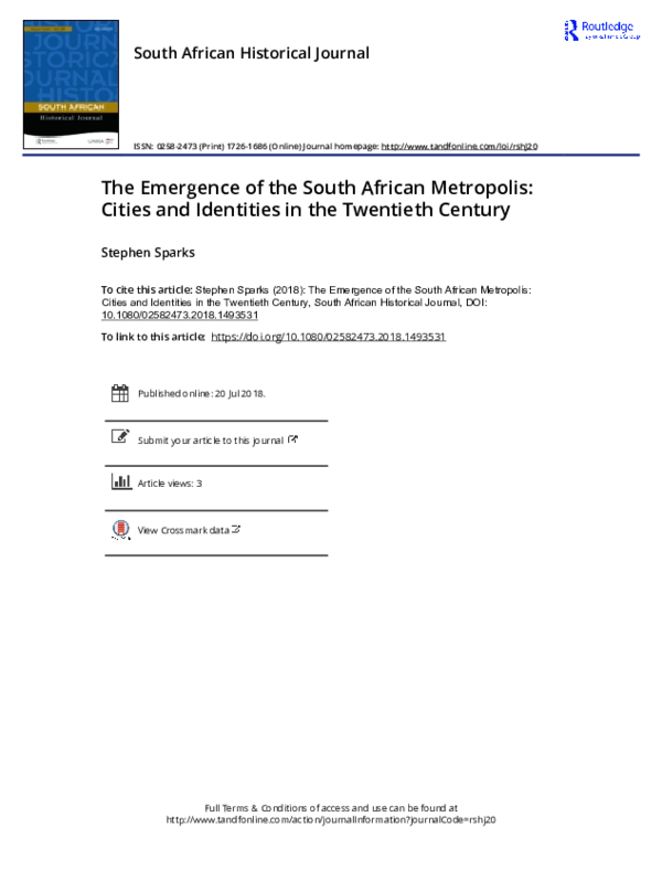 (PDF) South African Historical Journal review of The Emergence of the