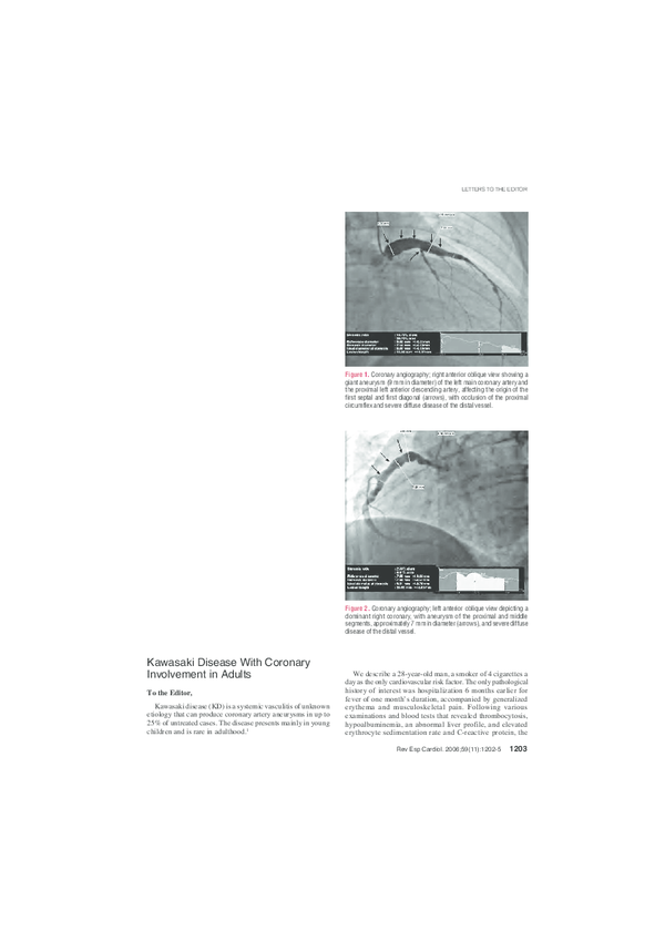 (PDF) Kawasaki Disease With Coronary Artery Lesions in Adults