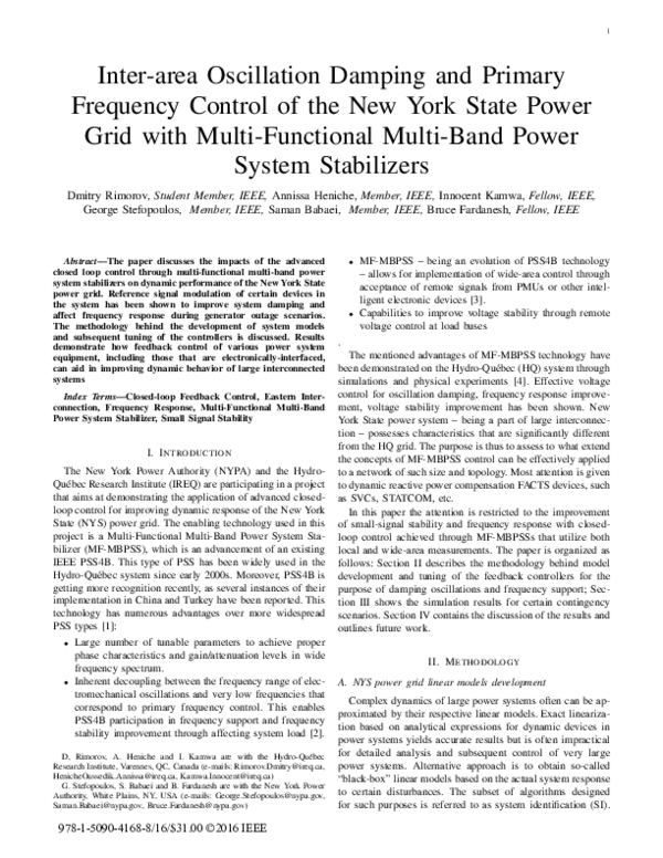 (PDF) Inter-area Oscillation Damping and Primary Frequency Control of ...
