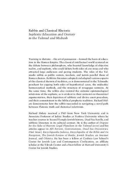 (PDF) Rabbis and Classical Rhetoric Sophistic Education and Oratory in ...