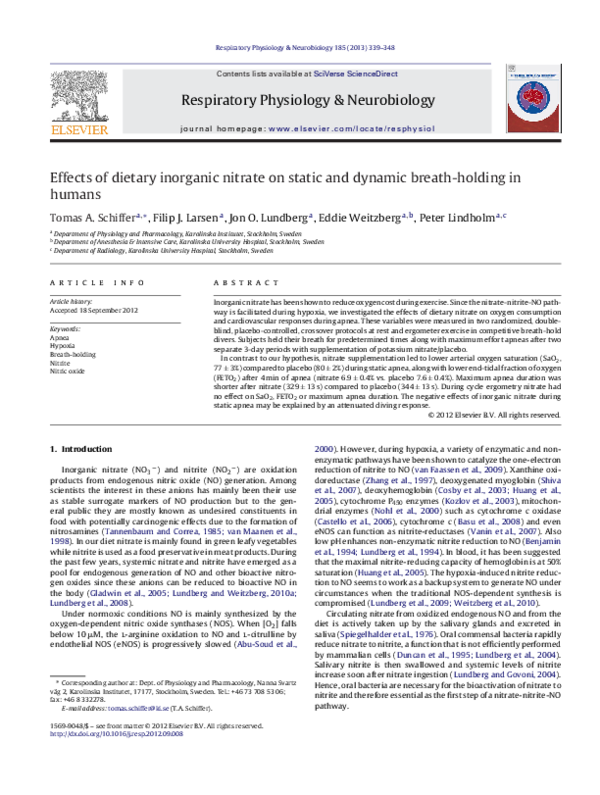 (PDF) Effects of dietary inorganic nitrate on static and dynamic breath ...
