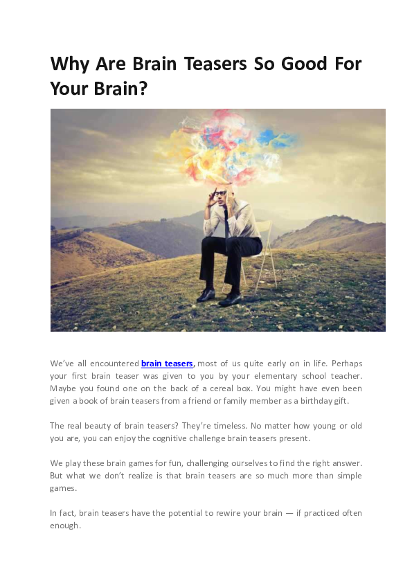 (PDF) Why Are Brain Teasers So Good For Your Brain William Hedge