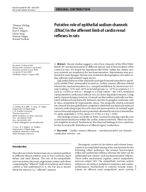 (PDF) Putative role of epithelial sodium channels ( ENaC )in the ...