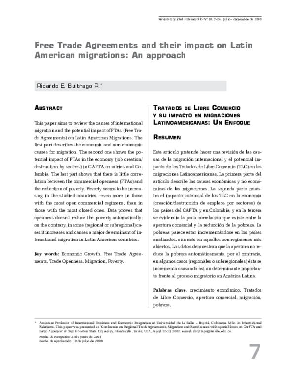 (PDF) Free Trade Agreements and their impact on Latin American ...