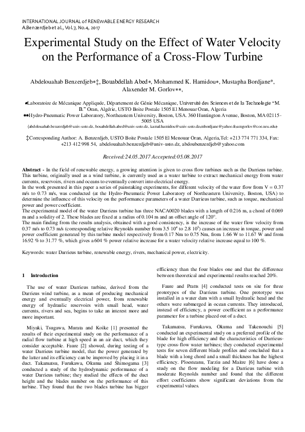 (PDF) Experimental Study on the Effect of Water Velocity on the ...