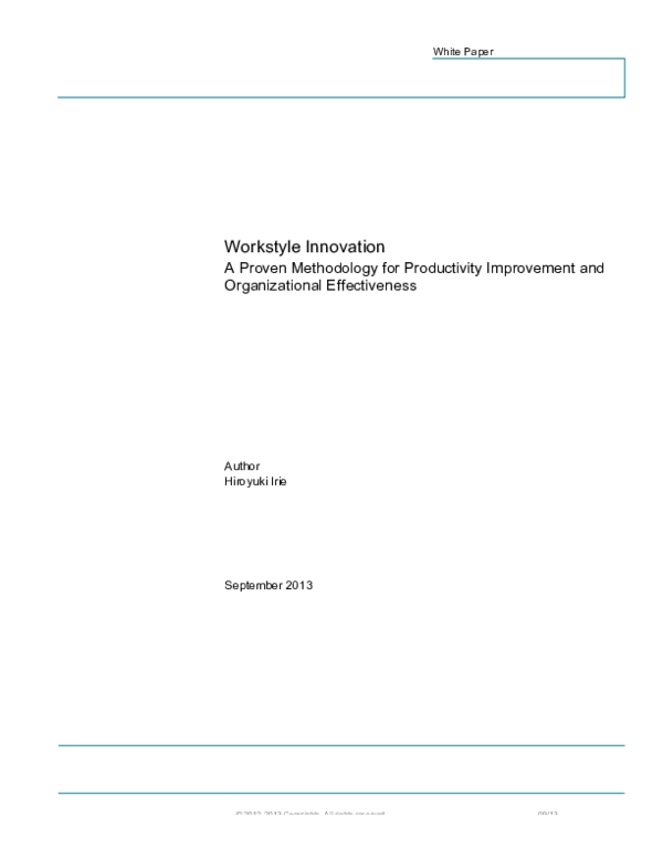 (PDF) A Proven Methodology for Productivity Improvement and ...