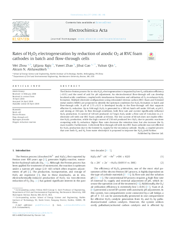 (PDF) Rates of H2O2 electrogeneration by reduction of anodic O2 at RVC ...