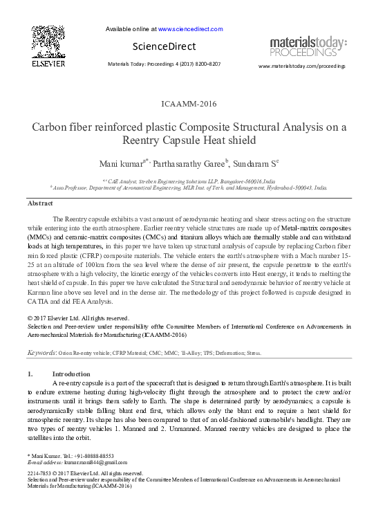 (PDF) Carbon fiber reinforced plastic Composite Structural Analysis on ...