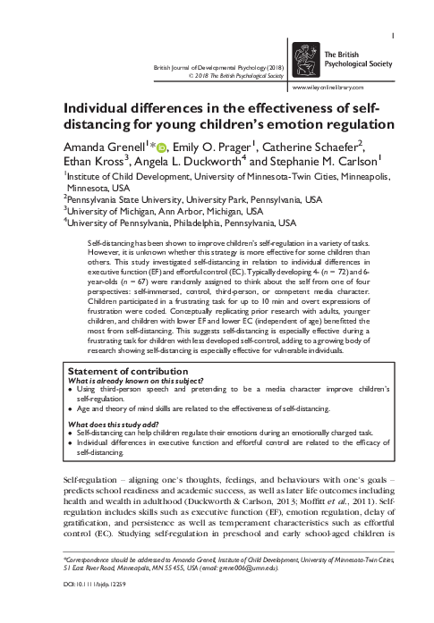 (PDF) Individual differences in the effectiveness of self- distancing ...