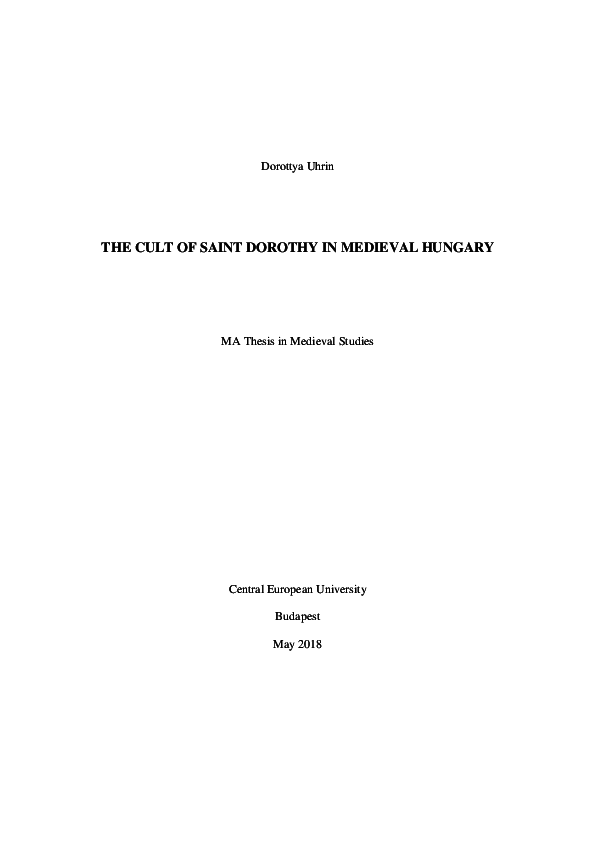 The Cult of Saint Dorothy in Medieval Hungary