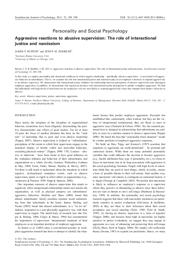 (PDF) Personality and Social Psychology Aggressive reactions to abusive ...