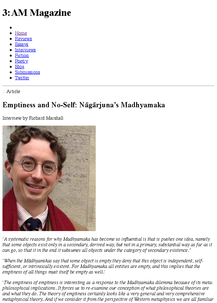 (PDF) 3:AM magazine interview: Emptiness and No-Self: Nāgārjuna's ...