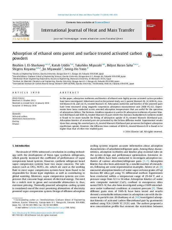 (PDF) Adsorption of ethanol onto parent and surface treated activated ...