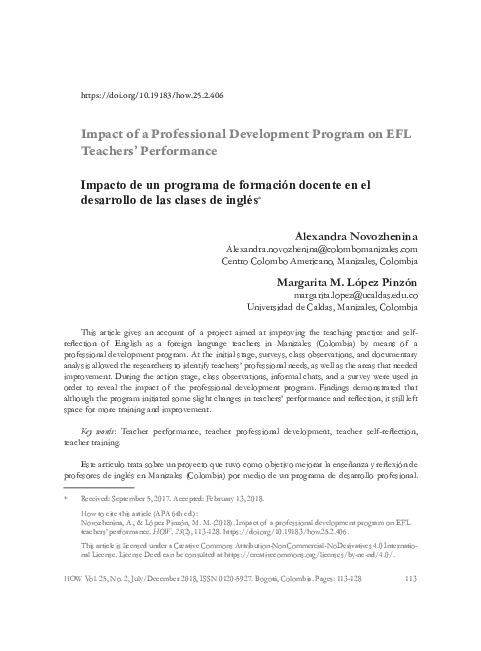 (PDF) Impact of a Professional Development Program on EFL Teachers ...