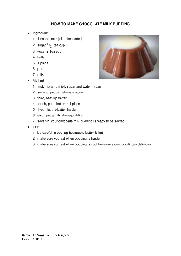 (DOC) HOW TO MAKE CHOCOLATE MILK PUDDING Ari Ari Academia.edu