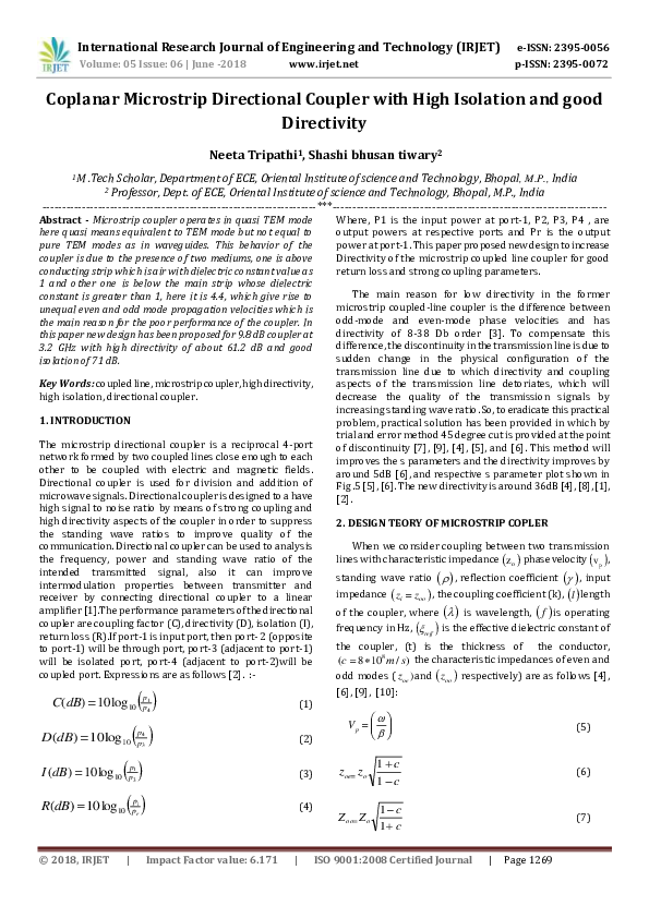 (PDF) IRJET Coplanar Microstrip Directional Coupler with High
