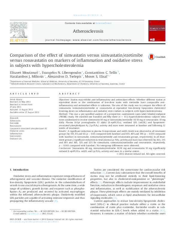 (PDF) Comparison of the effect of simvastatin versus simvastatin ...