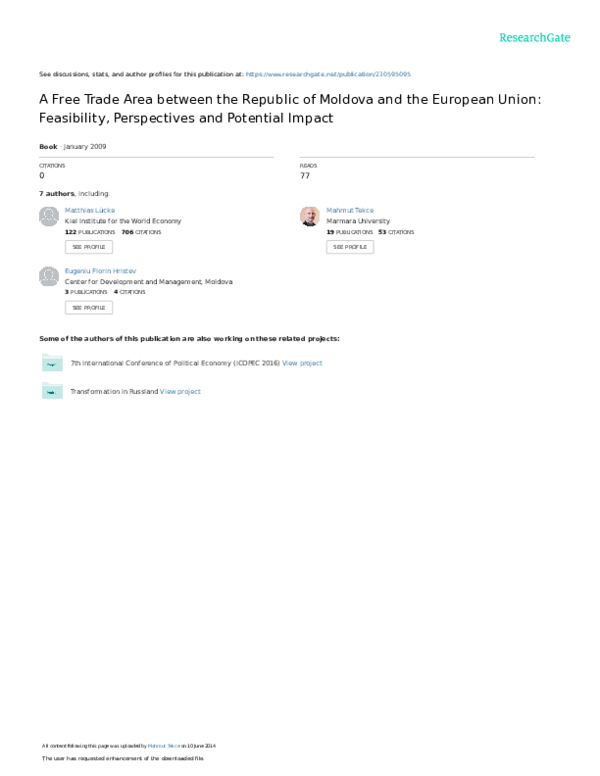 (PDF) A Free Trade Area between the Republic of Moldova and the ...