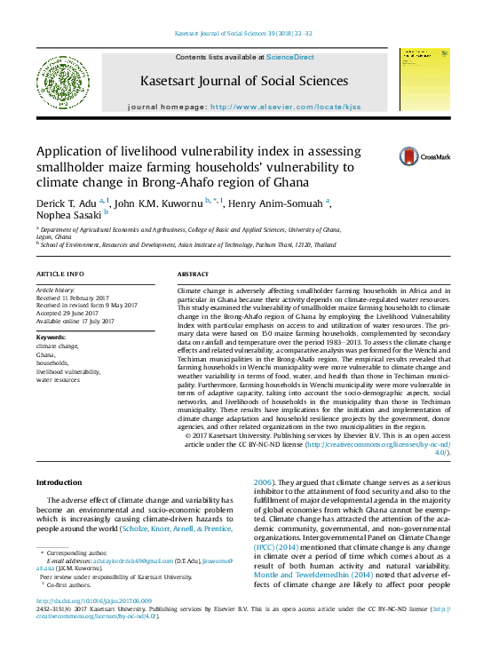 (PDF) Application of livelihood vulnerability index in assessing ...