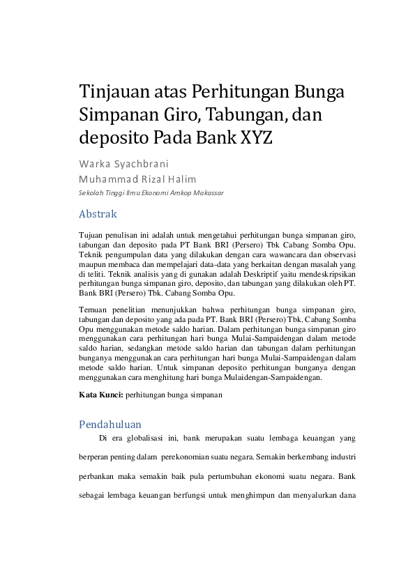 Pengertian Simpanan Giro Tabungan Deposito Contoh Soal