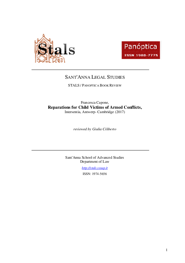 (PDF) Book review "F. Capone, Reparations for Child Victims of Armed ...