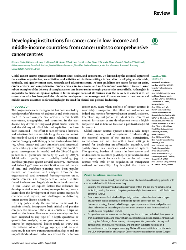 (PDF) Developing institutions for cancer care in low-income and middle ...