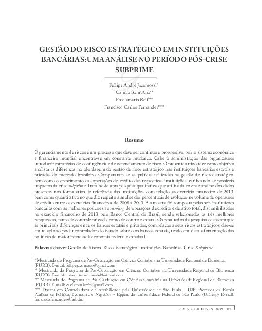 (PDF) STRATEGIC RISK MANAGEMENT IN BANKING INSTITUTIONS ...