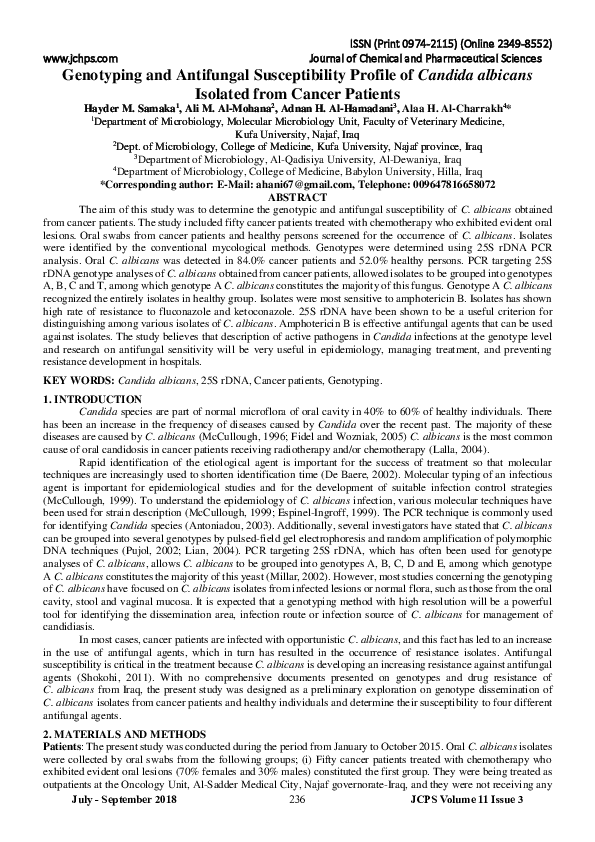 (PDF) Genotyping and Antifungal Susceptibility Profile of Candida ...