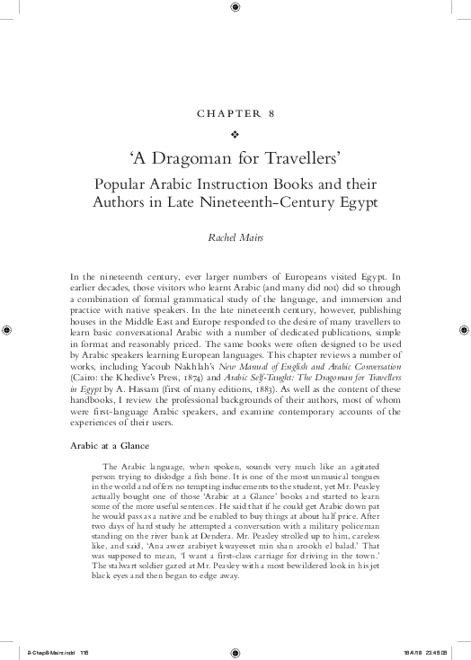 (PDF) 'A Dragoman for Travellers' Popular Arabic Instruction Books and ...
