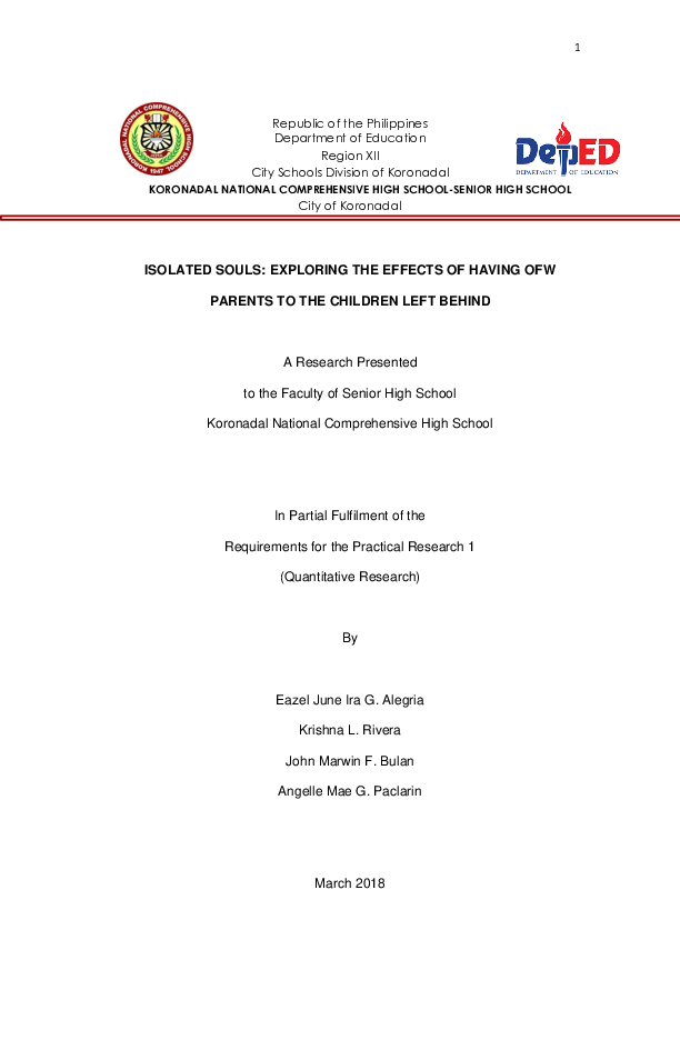 Effects of having parents working abroad thesis image